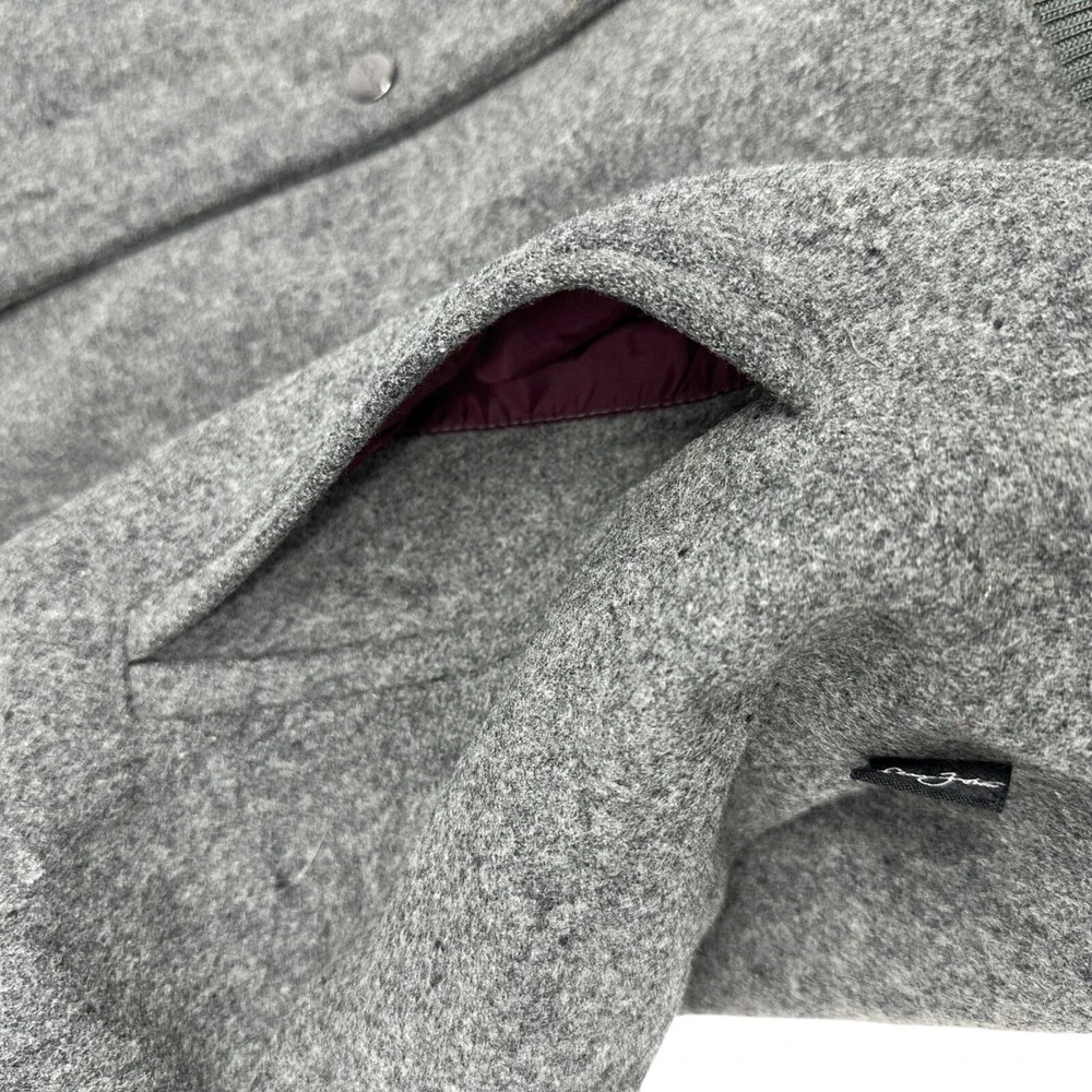 SEAN JOHN‎ Vintage Mens Grey Varsity Bomber Jacket Embroidery Snap Pockets XL